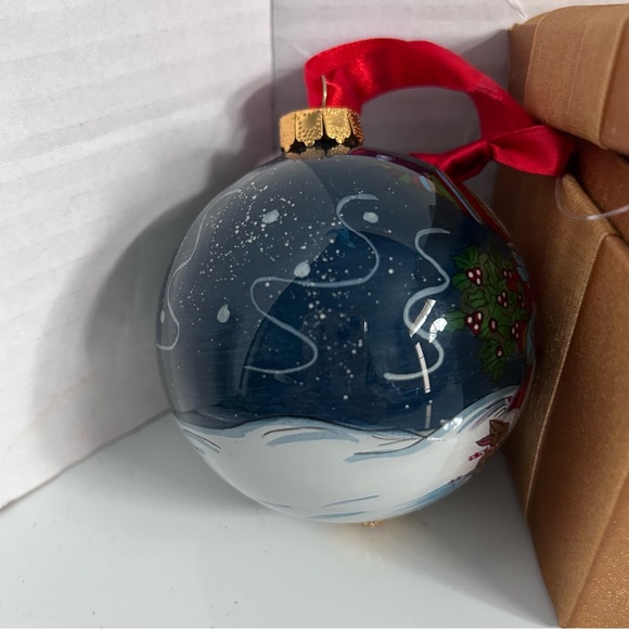 Christmas Tree Ornament SNOWMAN Blown Glass Hand Blown INSIDE-Painted - Picture 7 of 12